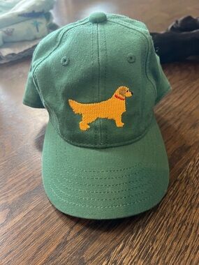 Kids Green Baseball Cap with Yellow Dog Embroidery